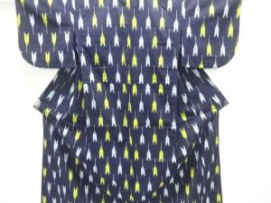 アンティーク　木綿本場久留米絣　矢羽根模様単衣着物